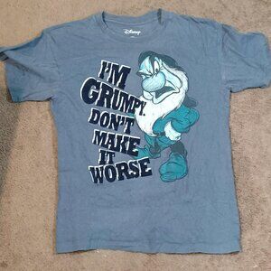Disney T Shirt Womens Medium Blue Grumpy Graphic Tee Im Grumpy Dont Make It Wors